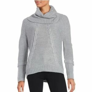 Ivanka Trump Cable Chunky Knit Turtleneck Cowlneck Gray Sweater Size XS